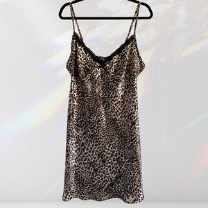 Leopard Print Nightie with Black Lace Details